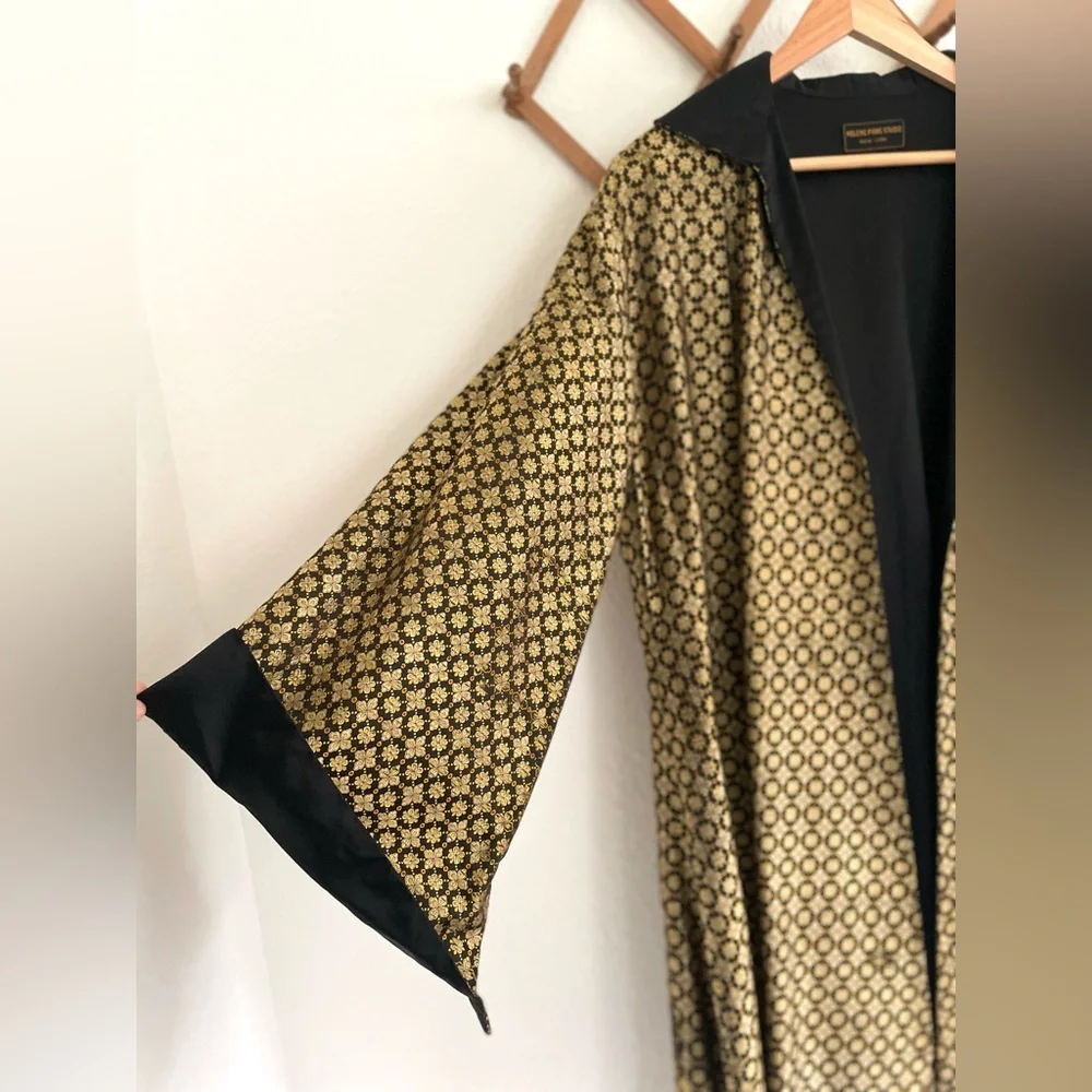 Early 1900s Black and Gold Silk Brocade Coat Designer Helene Pons Studio - Picture 12 of 16